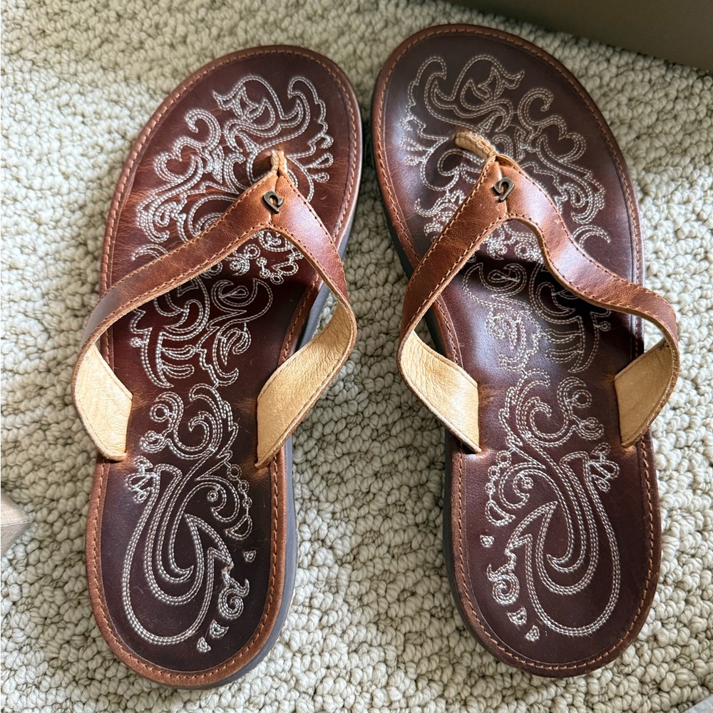 OluKai Brown Sandals with Tan Accents